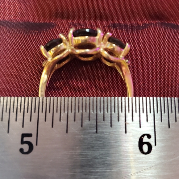 SETA Gold Tone Sterling Silver Ring w/Stones - Picture 7 of 10